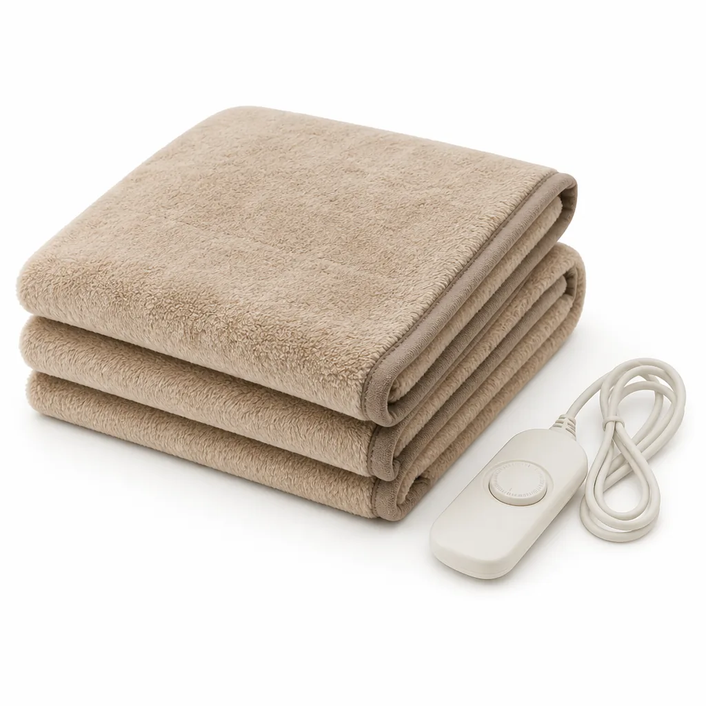 Folded heated blanket with its detachable controller