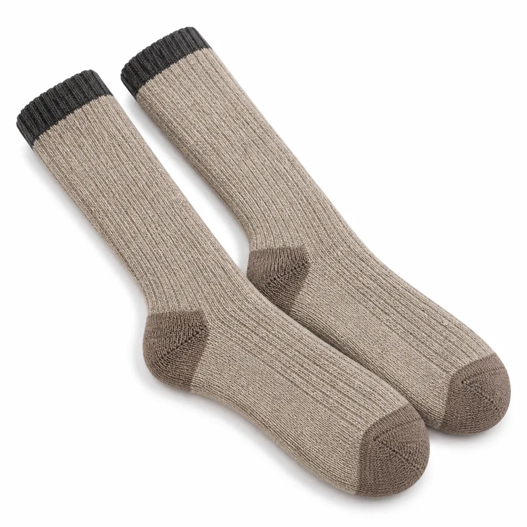 Pair of rechargeable heated socks with a ribbed cuff